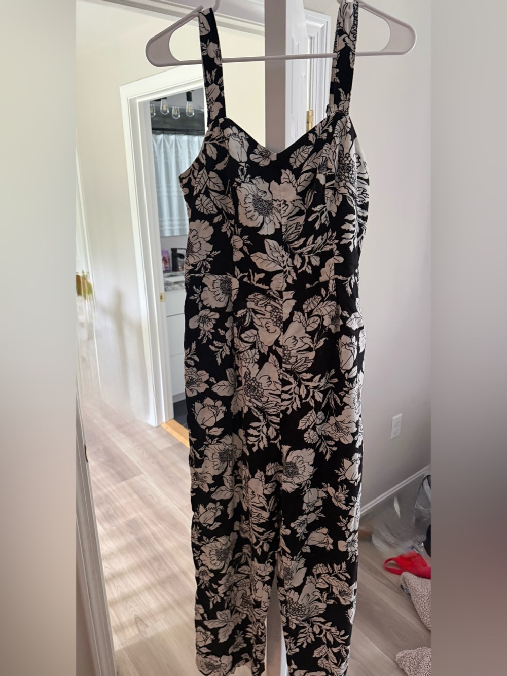 Old Navy Black and white Floral Pants Romper Dress